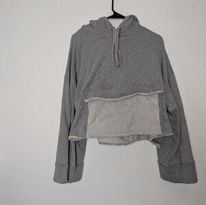 Free People Cropped Rapids Hoodie Gray Large
